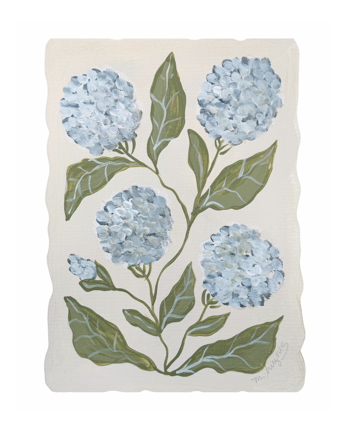 Blue Hydrangea on Linen