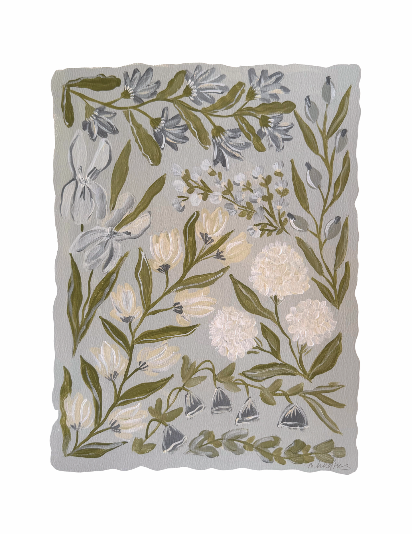 Blue Floral Collage Print