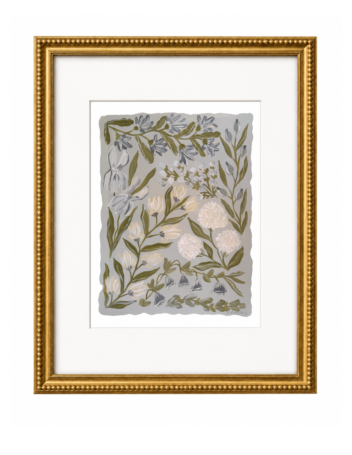Blue Floral Collage Print