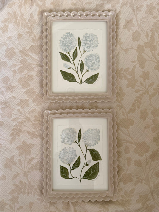 Blue Hydrangeas in Scalloped Frames