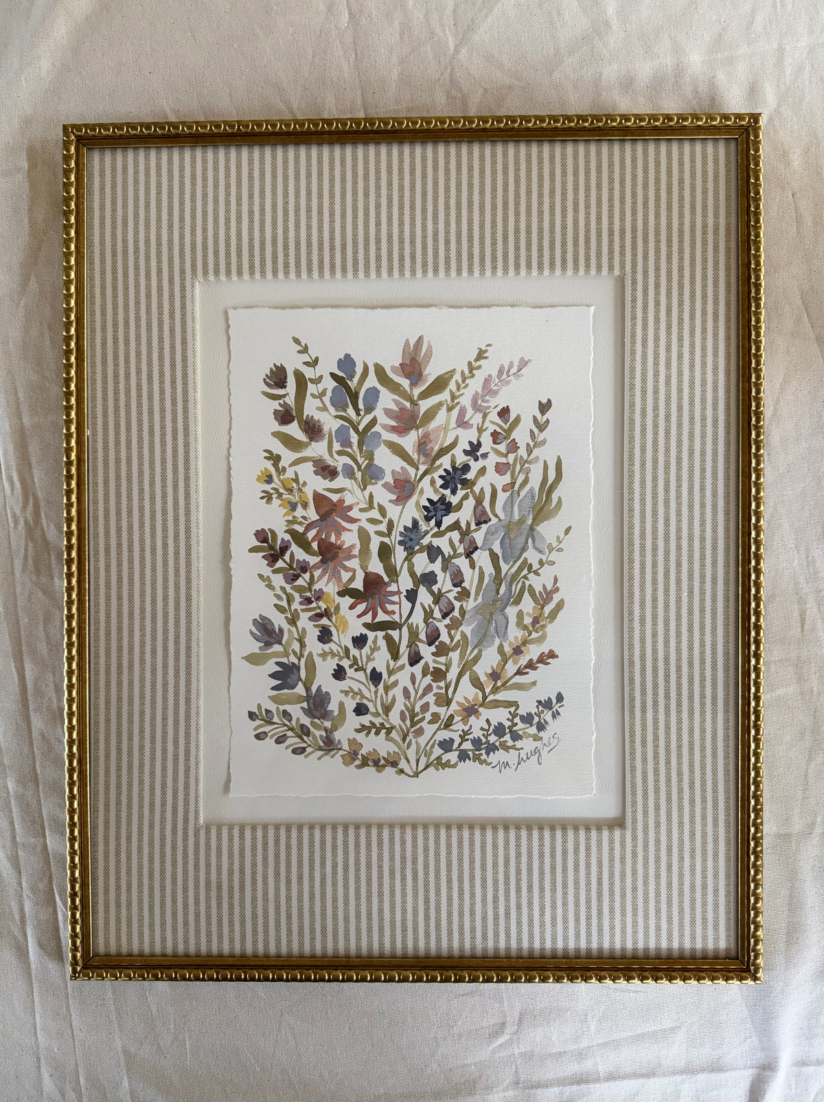 Watercolor Wildflowers in Stripes