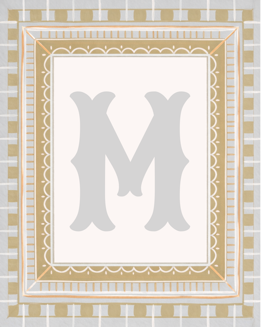 Heirloom Letter - Olive & Blue Stripe