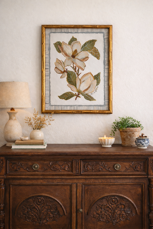 Magnolia Study with Textile Border