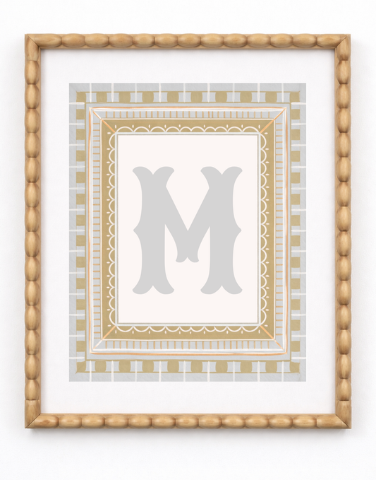 Heirloom Letter - Olive & Blue Stripe