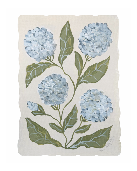 Blue Hydrangea on Linen