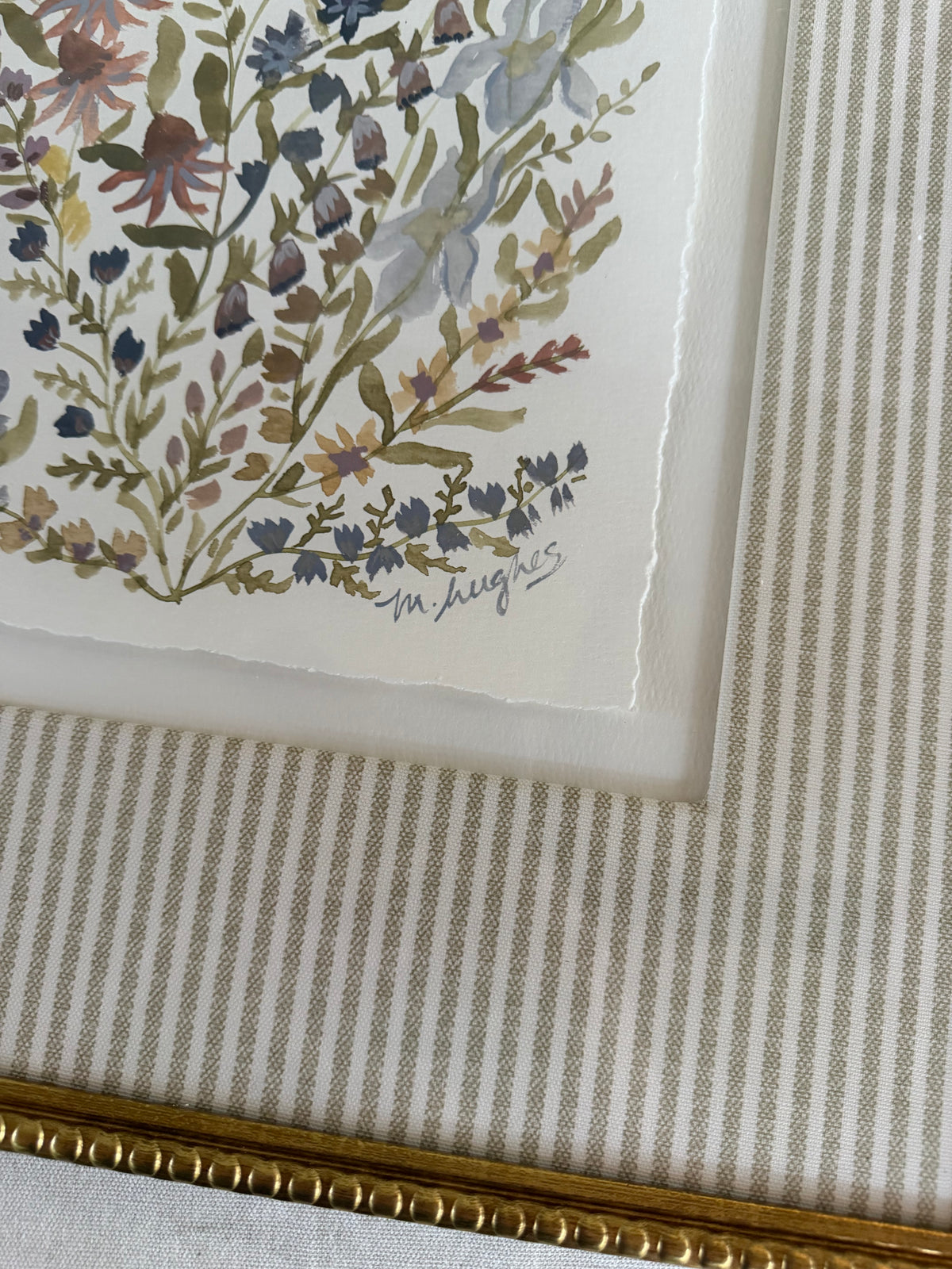 Watercolor Wildflowers in Stripes