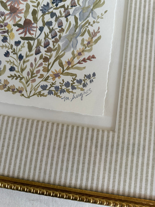 Watercolor Wildflowers in Stripes