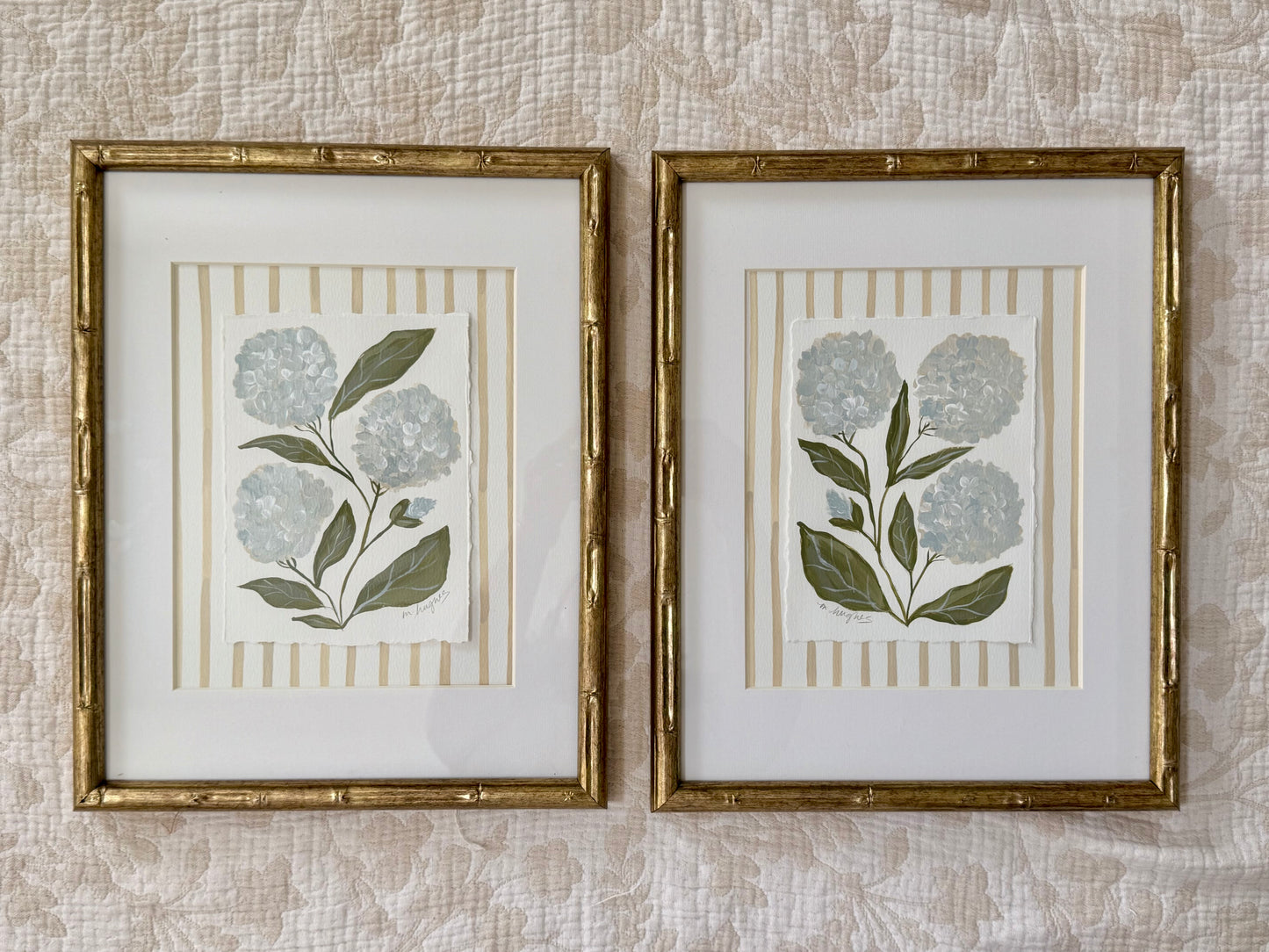 Blue Hydrangea Studies with Stripes