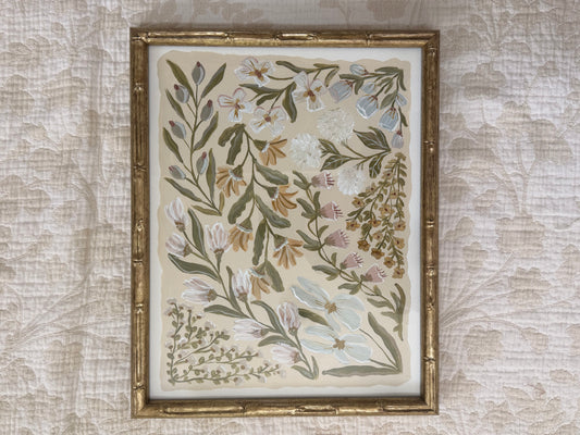 Floral Collage in Bamboo Frame