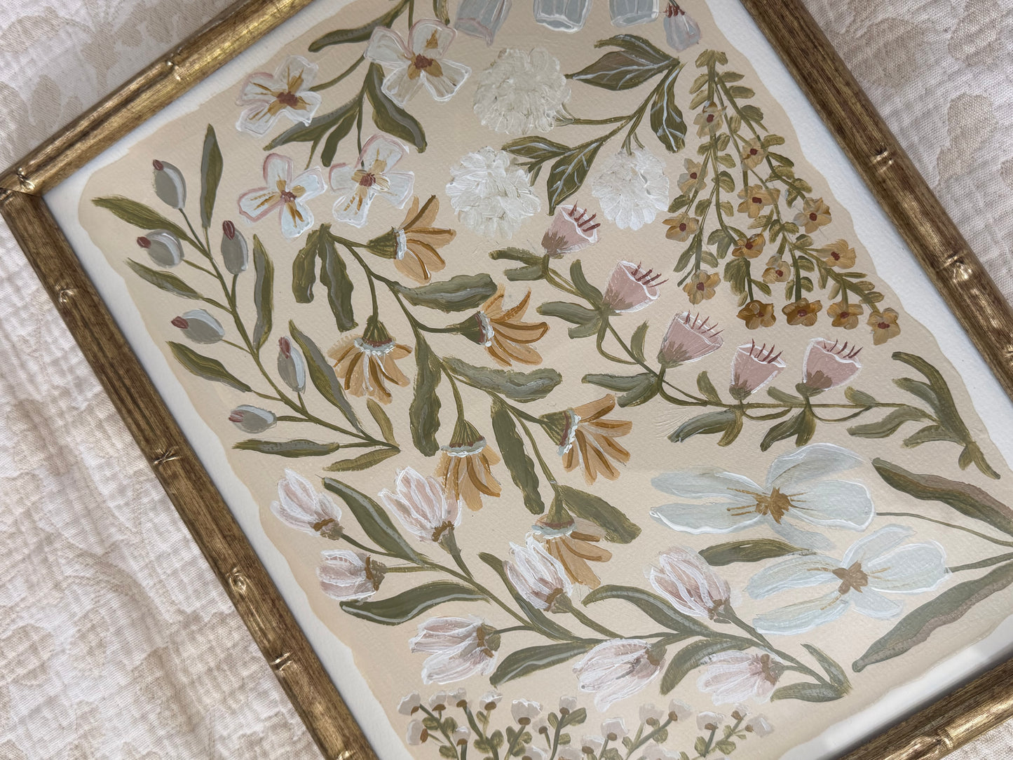 Floral Collage in Bamboo Frame