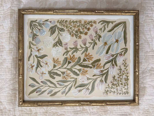 Floral Collage in Bamboo Frame